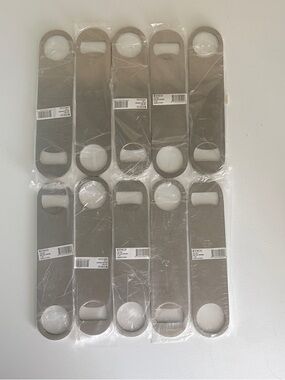 Lot of 10 Winco CO-301 Stainless Steel Flat Bottle Openers – 7" Bar Blade Style